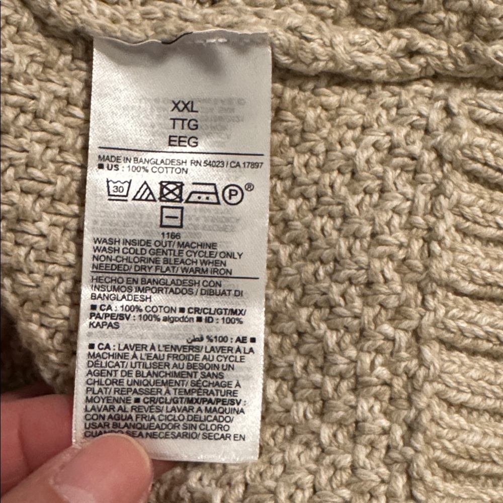 Old Navy Cozy Cable-Knit Cotton Sweater Wish Bone Beige Cabincore NWT-XXL - Picture 9 of 9